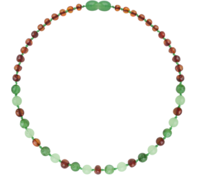Barnsteen Barnsteen | Ketting | Glimmend | Baroque Cognac/Green Jade | 32 cm