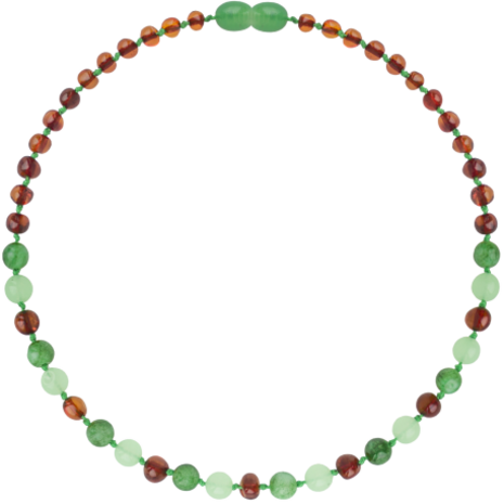 Barnsteen Barnsteen | Ketting | Glimmend | Baroque Cognac/Green Jade | 32 cm