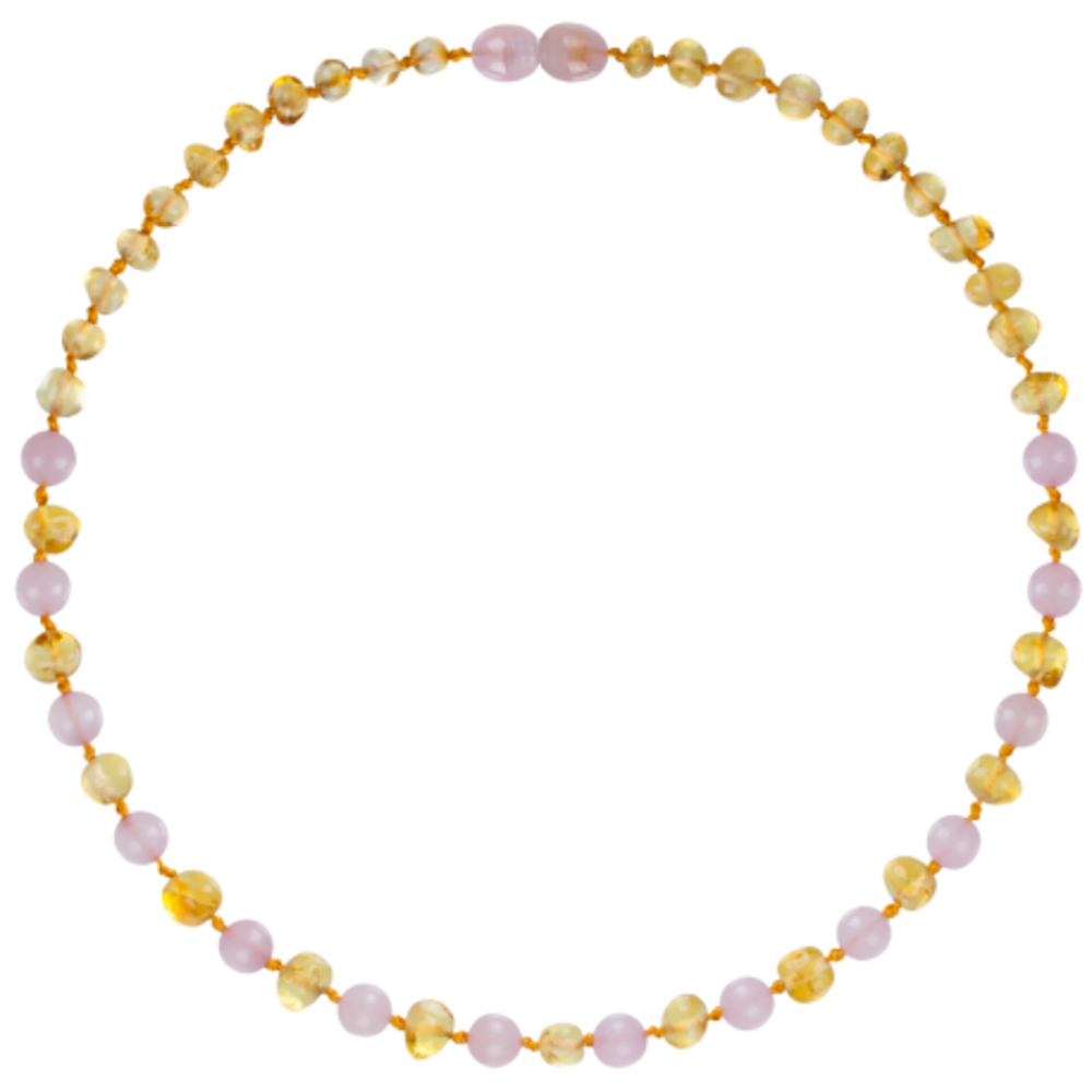 Barnsteen Barnsteen | Ketting  | Glimmend | Baroque Lemon/Rose Quartz | 32 cm