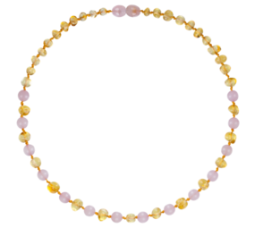 Barnsteen Barnsteen | Ketting  | Glimmend | Baroque Lemon/Rose Quartz | 32 cm