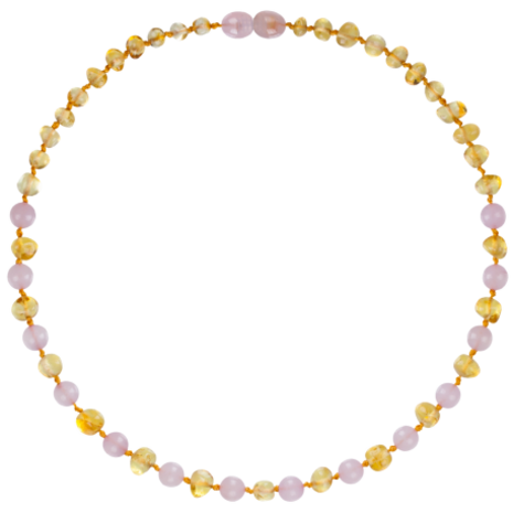 Barnsteen Barnsteen | Ketting  | Glimmend | Baroque Lemon/Rose Quartz | 32 cm