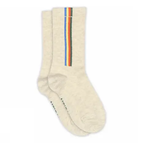 MP Denmark Melton | Vertical stripes socks | Light Beige Melange