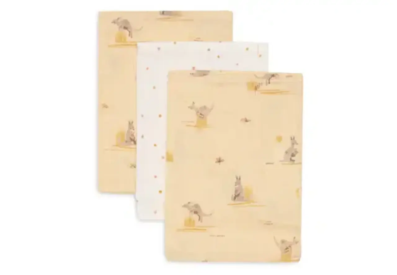 Jollein Jollein | Hydrofiel Washandje 15x20cm | Kangaroots | 3 Stuks