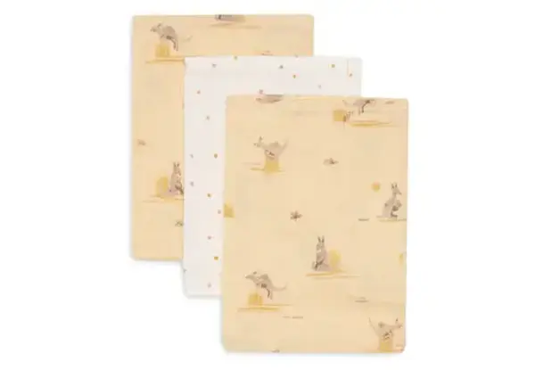 Jollein Jollein | Hydrofiel Washandje 15x20cm | Kangaroots | 3 Stuks