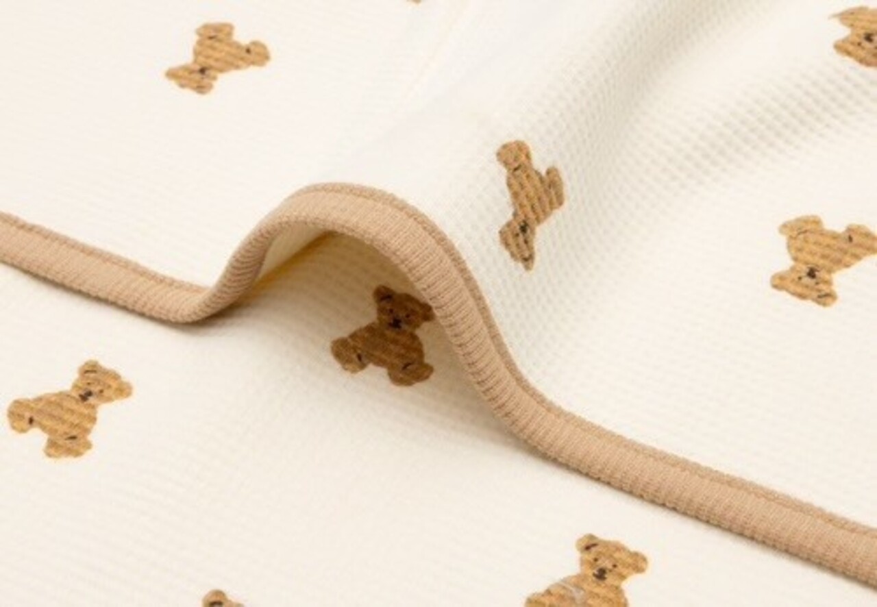 Jollein Jollein | Deken Wieg 75x100 cm | Little Waffle | Mini Teddy Bear