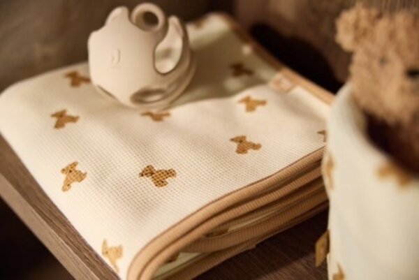 Jollein Jollein | Deken Wieg 75x100 cm | Little Waffle | Mini Teddy Bear