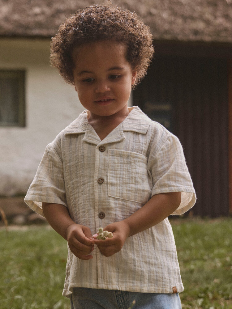 Lil ' Atelier Lil ' Atelier | NMMHAGI SS LOOSE SHIRT LIL | Coconut Milk DUSTY BLUE