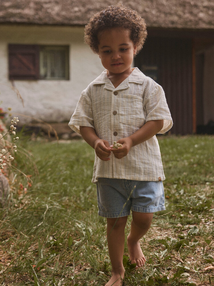 Lil ' Atelier Lil ' Atelier | NMMHAGI SS LOOSE SHIRT LIL | Coconut Milk DUSTY BLUE