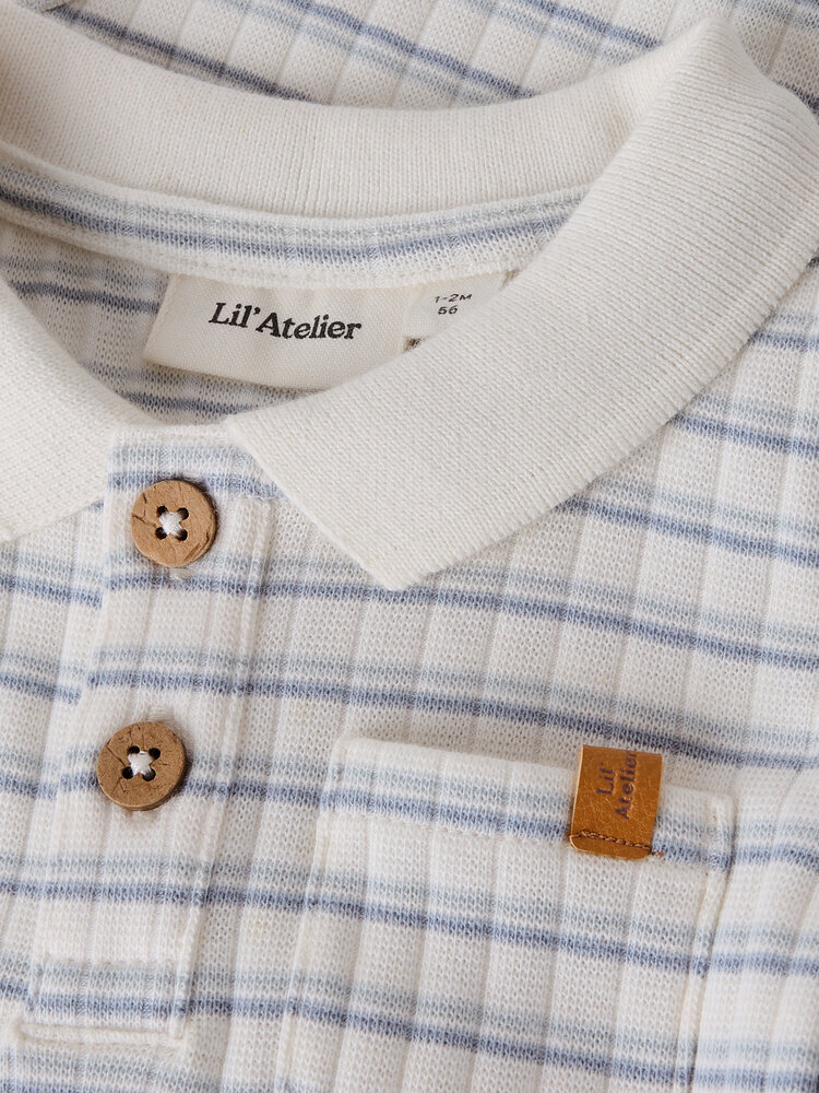 Lil ' Atelier Lil ' Atelier | NBMHALDUR SS SLIM BODY LIL | Coconut Milk DUSTY BLUE