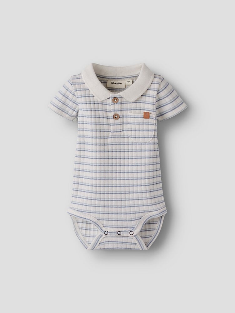 Lil ' Atelier Lil ' Atelier | NBMHALDUR SS SLIM BODY LIL | Coconut Milk DUSTY BLUE