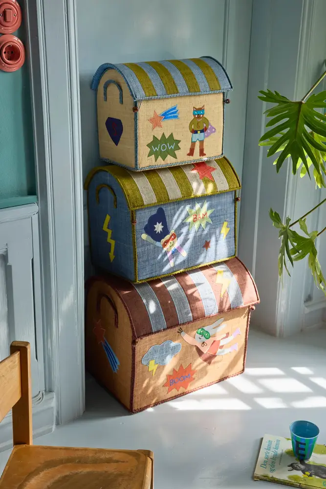 Rice Everyday Magic Rice | Middelgroot Raffia Opberghuis | Blauw | Hero Theme