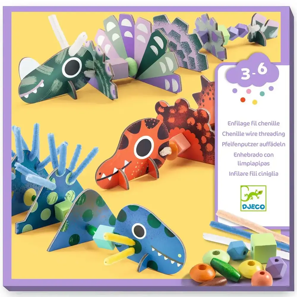 Djeco Djeco | Knutselset rijgen | Verschrikkelijke Dino's Djeco Djeco | Knutselset rijgen | Verschrikkelijke Dino's