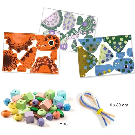 Djeco Djeco | Knutselset rijgen | Verschrikkelijke Dino's Djeco Djeco | Knutselset rijgen | Verschrikkelijke Dino's