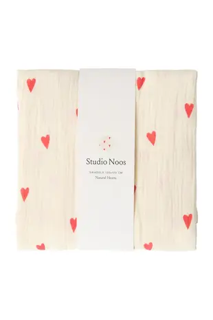 Studio Noos Studio Noos | Swaddle Print Large | Beige Hearts