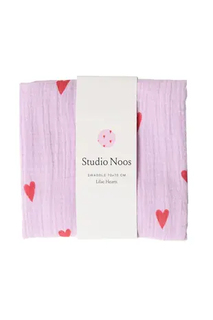 Studio Noos Studio Noos | Swaddle Print Medium | Purple Hearts