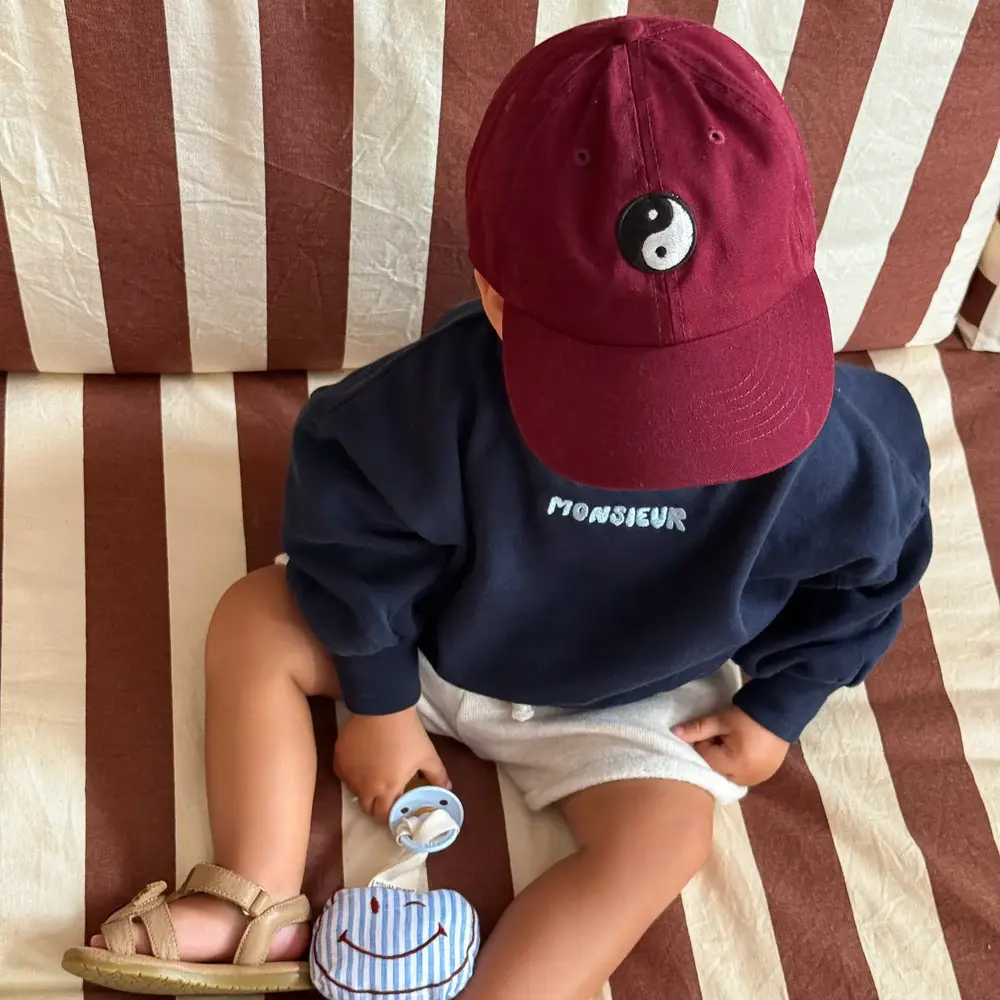 Atelier Pomme Atelier Pomme | Kids Cap | Burgundy Boo | Yin Yang
