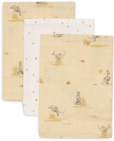 Jollein Jollein | Hydrofiel Monddoekje 31x31cm Kangaroots (3pack)