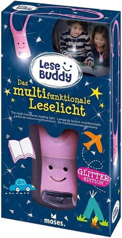 Moses Moses | Kinderleeslampje verstelbaar roze glitter