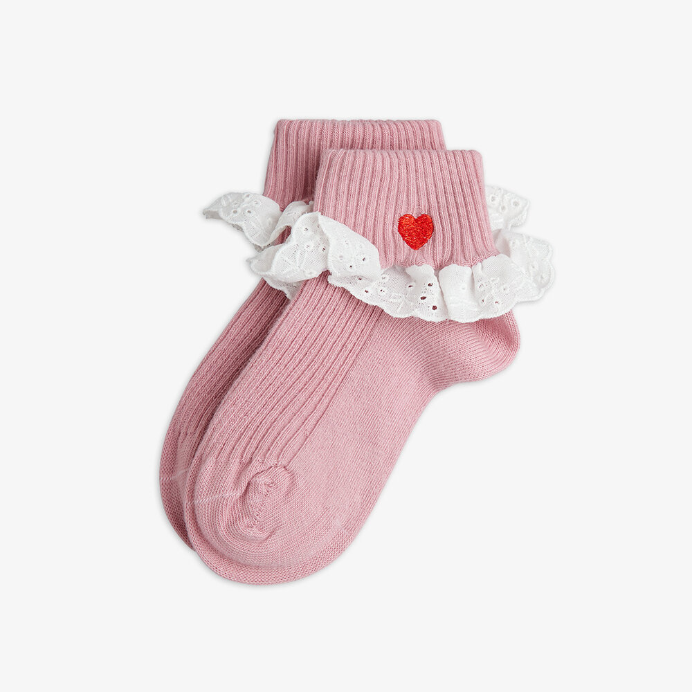 Mini Rodini Mini Rodini | Heart lace 1-pack socks | Pink