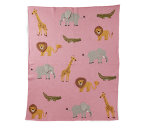 Rice Everyday Magic Rice | Klein Katoen Babydeken met Dieren | Roze