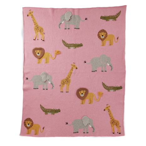 Rice Everyday Magic Rice | Klein Katoen Babydeken met Dieren | Roze