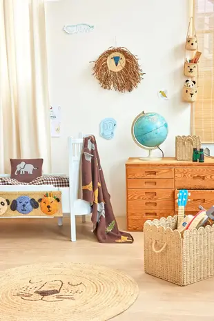Rice Everyday Magic Rice | Klein Katoen Babydeken met Dieren | Bruin