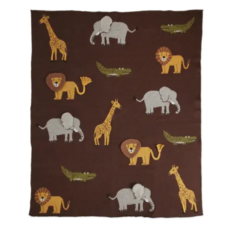 Rice Everyday Magic Rice | Klein Katoen Babydeken met Dieren | Bruin