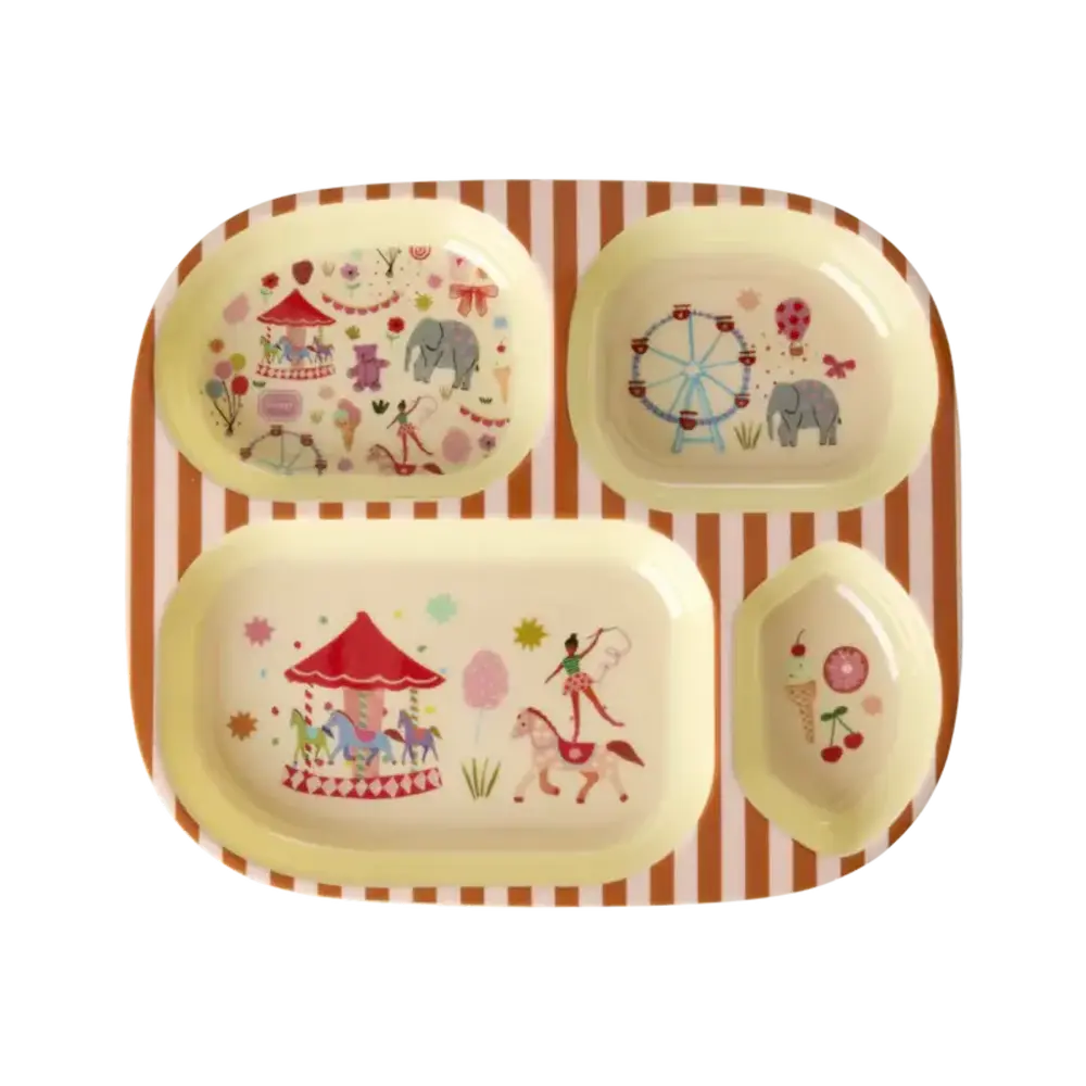 Rice Everyday Magic Rice | Kinderbord met 4 Compartimenten | Fun Fair Print | Roze