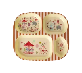 Rice Everyday Magic Rice | Kinderbord met 4 Compartimenten | Fun Fair Print | Roze