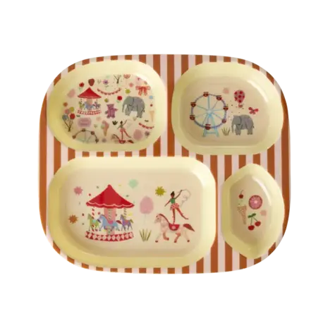 Rice Everyday Magic Rice | Kinderbord met 4 Compartimenten | Fun Fair Print | Roze