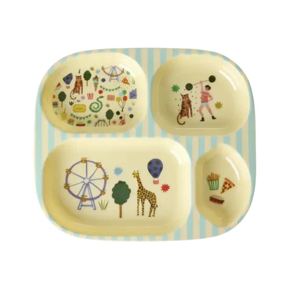 Rice Everyday Magic Rice | Kinderbord met 4 Compartimenten | Fun Fair Print | Mint