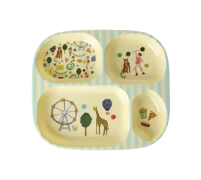 Rice Everyday Magic Rice | Kinderbord met 4 Compartimenten | Fun Fair Print | Mint