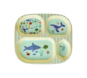 Rice Everyday Magic Rice | Kinderbord met 4 Compartimenten | Ocean Print | Blauw