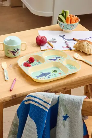 Rice Everyday Magic Rice | Kinderbord met 4 Compartimenten | Ocean Print | Blauw