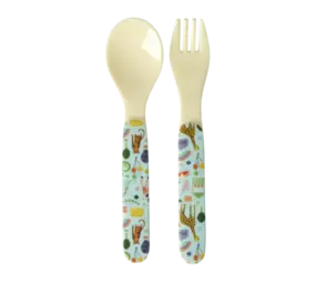 Rice Everyday Magic Rice | Baby lepel en vork | Fun Fair Print | Mint