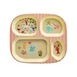 Rice Everyday Magic Rice | Kinderbord met 4 Compartimenten | Ocean Print | Koraal Rice Everyday Magic Rice | Kinderbord met 4 Compartimenten | Ocean Print | Koraal