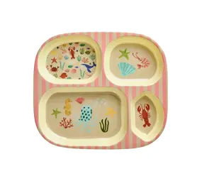 Rice Everyday Magic Rice | Kinderbord met 4 Compartimenten | Ocean Print | Koraal