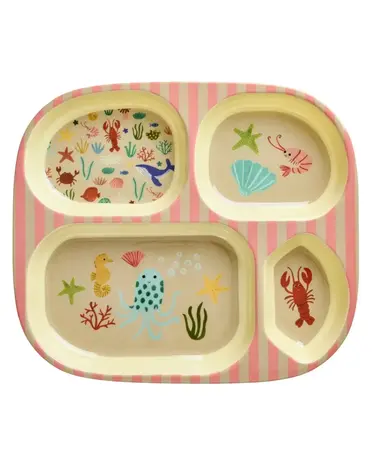 Rice Everyday Magic Rice | Kinderbord met 4 Compartimenten | Ocean Print | Koraal