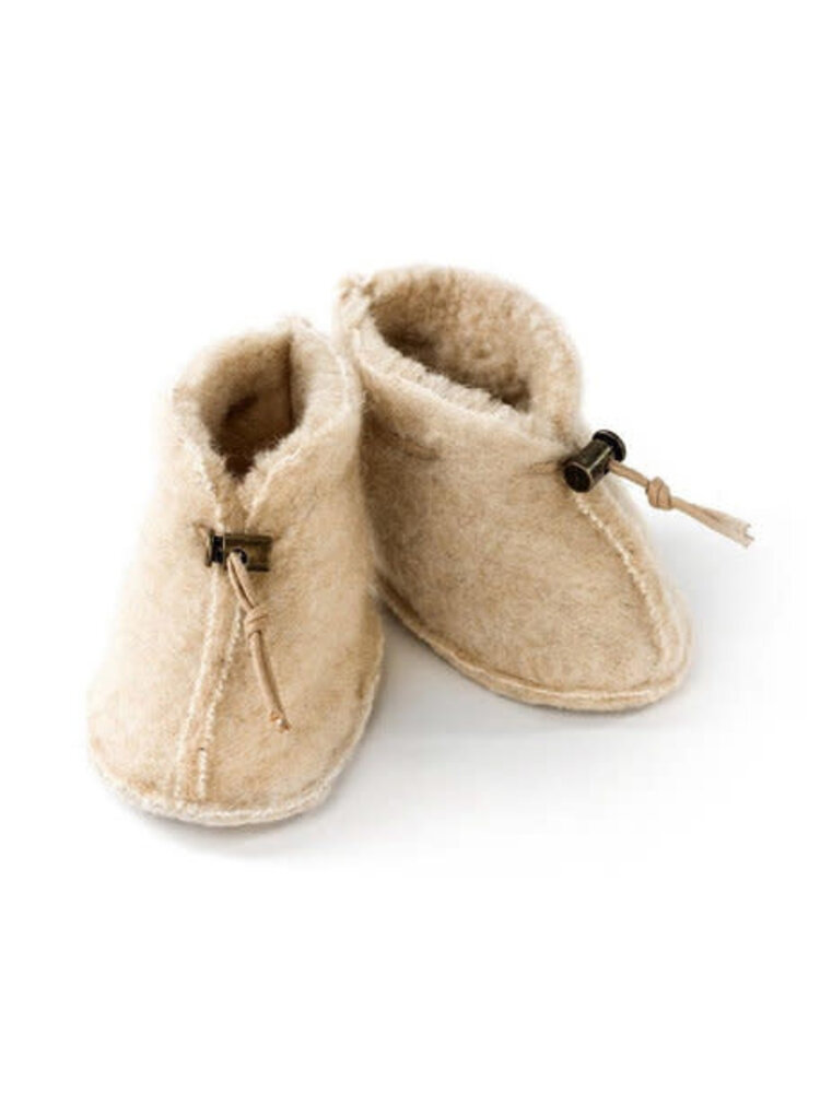Alwero Alwero |Babyslofjes Emo wol | Beige  maat S 0 - 6  mnd