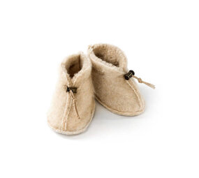 Alwero Alwero |Babyslofjes Emo wol | Beige  maat S 0 - 6  mnd