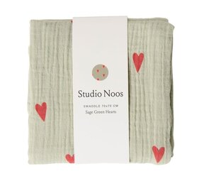 Studio Noos Studio Noos | Swaddle Print Large | Green hearts