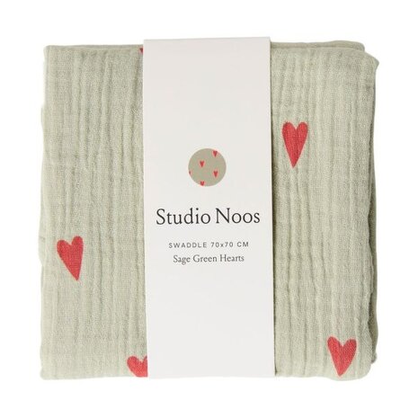 Studio Noos Studio Noos | Swaddle Print Large | Green hearts