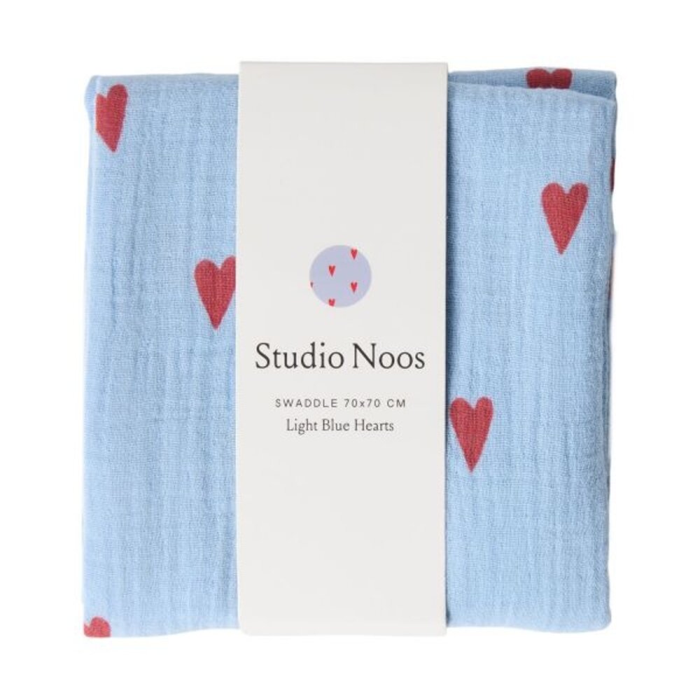 Studio Noos Studio Noos | Swaddle Print Large | Light blue hearts