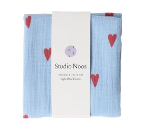 Studio Noos Studio Noos | Swaddle Print Large | Light blue hearts