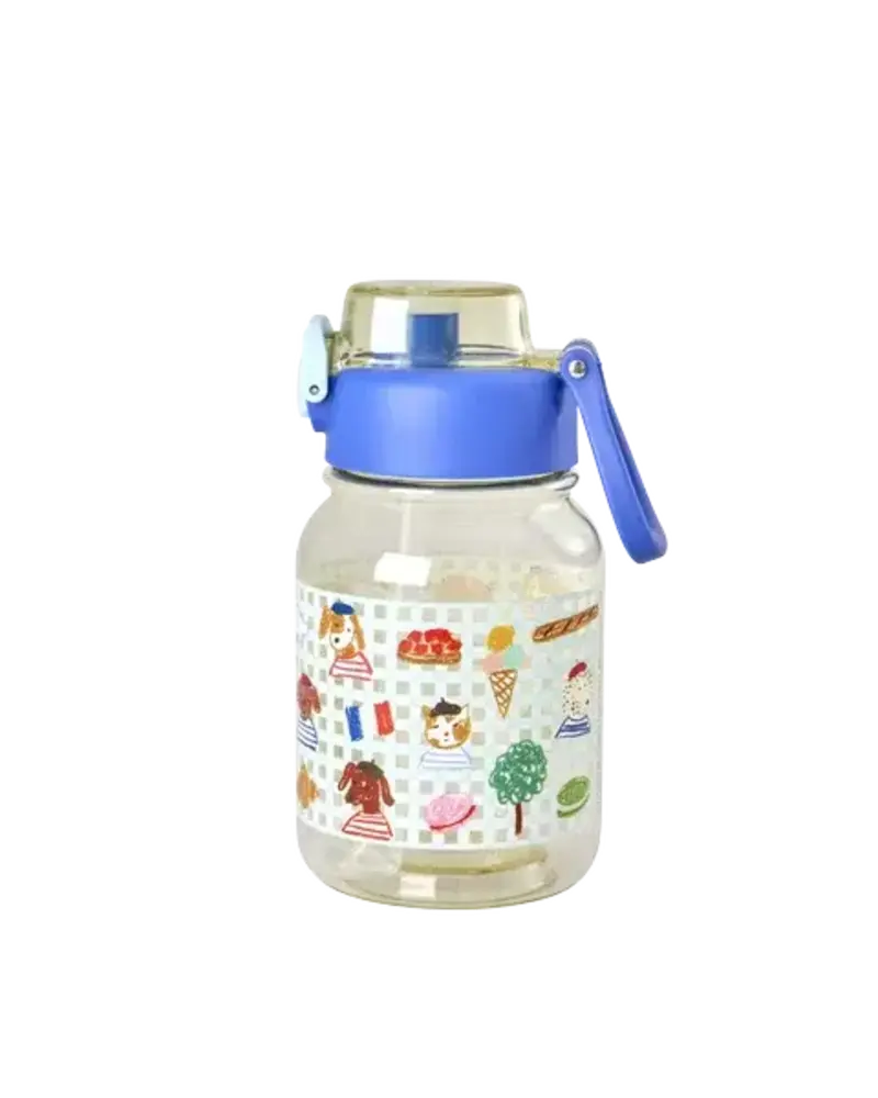 Rice Everyday Magic Rice | Plastic Kids Drinking Bottle in Blue | Kids in Paris Print |700 ml