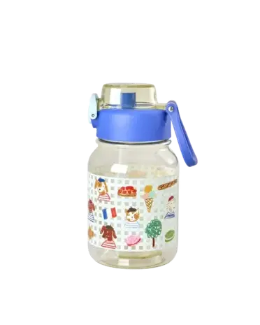 Rice Everyday Magic Rice | Plastic Kids Drinking Bottle in Blue | Kids in Paris Print |700 ml