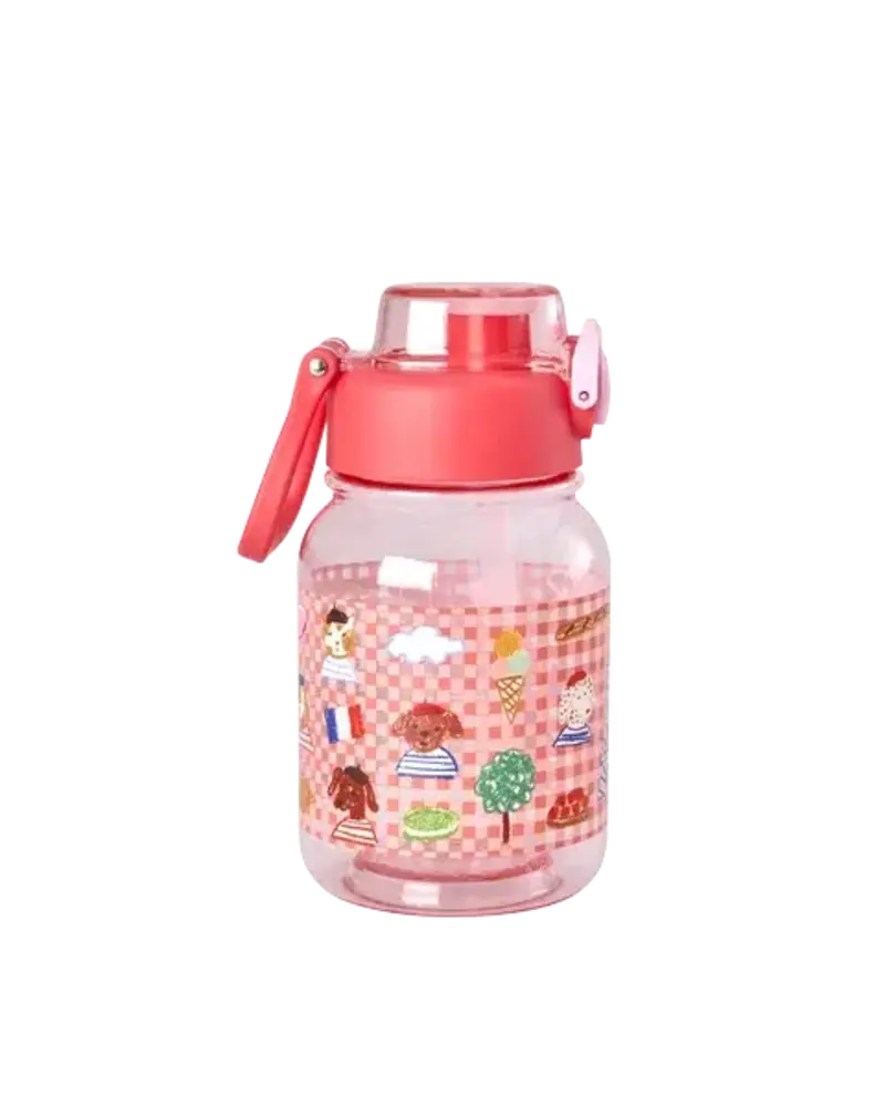 Rice Everyday Magic Rice | Plastic Kids Drinking Bottle in Pink | Kids in Paris Print |700 ml Rice Everyday Magic Rice | Plastic Kids Drinking Bottle in Pink | Kids in Paris Print |700 ml