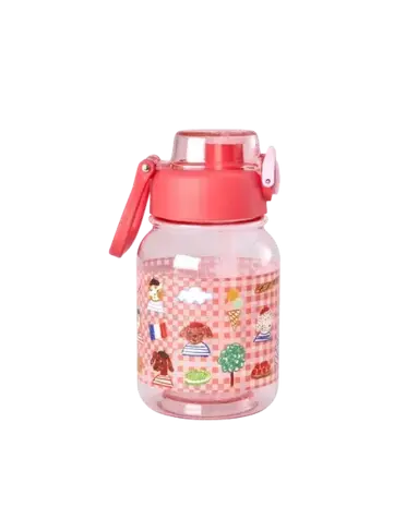 Rice Everyday Magic Rice | Plastic Kids Drinking Bottle in Pink | Kids in Paris Print |700 ml Rice Everyday Magic Rice | Plastic Kids Drinking Bottle in Pink | Kids in Paris Print |700 ml