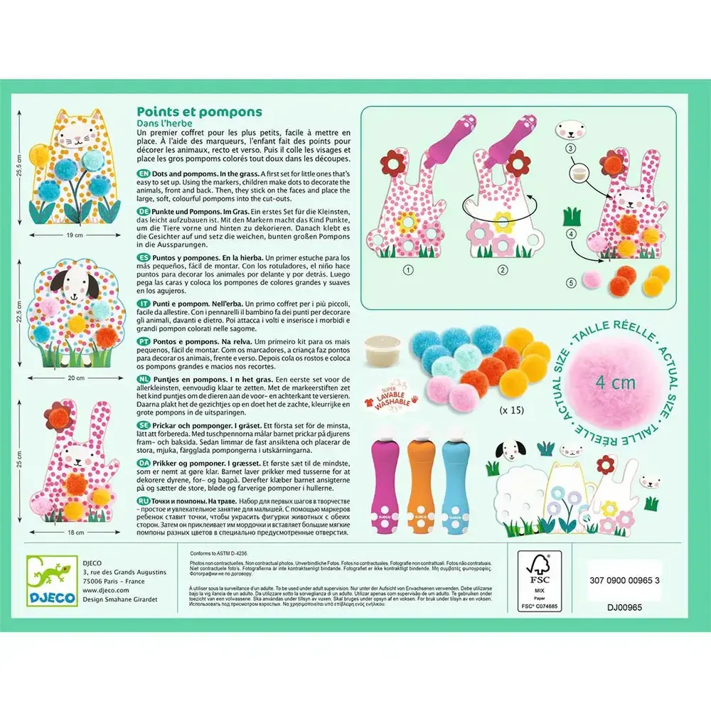 Djeco Djeco | Knutselset Pompoms | In het gras