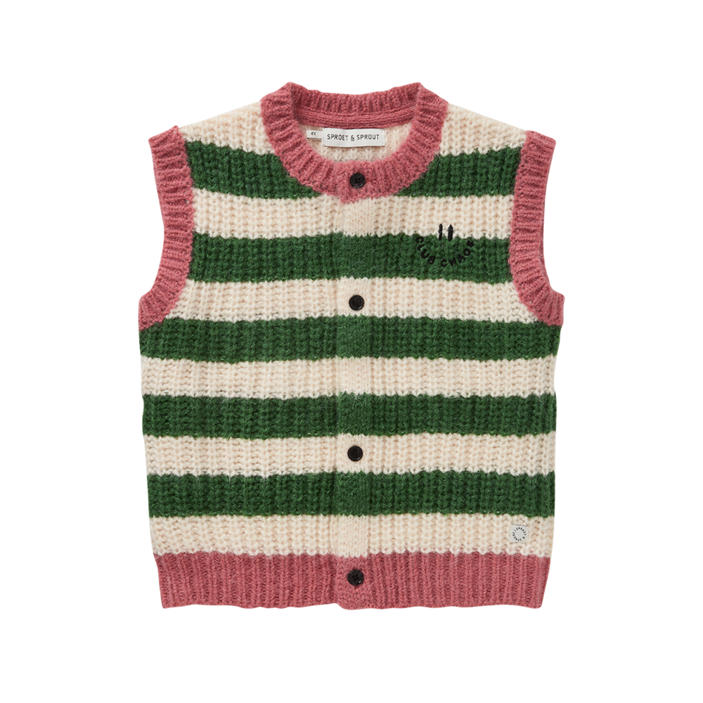 Sproet & Sprout | Knitted vest stripes  | Deep green